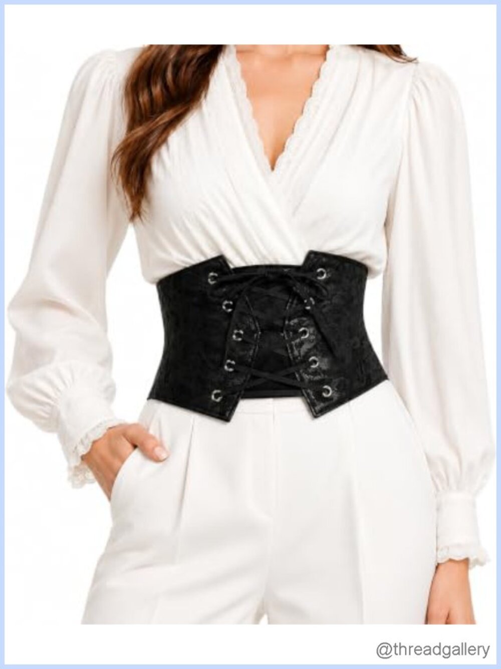 Floral Lace Corset Belt Elastic Lace Up Waist Cincher